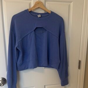 90 Degree By Reflex Women's Cutout Blueish/Purple Cropped Sweatshirt